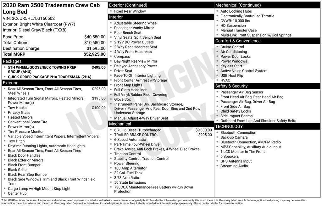 ram ram 2500 pickup 2020 3C6UR5HL7LG160502 image ram ram 2500 pickup 2020 3C6UR5HL7LG160502 image